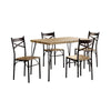 Benzara Industrial Style 5 Piece Dining Table Set Of Wood And Metal, Brown And Black