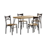 Benzara Industrial Style 5 Piece Dining Table Set Of Wood And Metal, Brown And Black