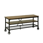 Benzara Industrial Style 54`` TV Stand & Entertainment Center with 2 Shelves, Brown & Black