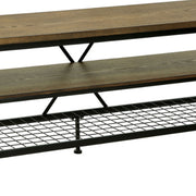 Benzara Industrial Style 54`` TV Stand & Entertainment Center with 2 Shelves, Brown & Black