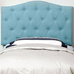 Benzara Fabric Camelback Design Twin Headboard with Button Tufted Details, Blue