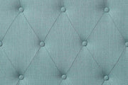 Benzara Fabric Camelback Design Twin Headboard with Button Tufted Details, Blue