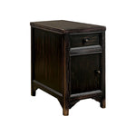 Benzara Transitional Wooden Side Table with 1 Drawer and 1 Cabinet, Antique Black
