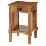 The Urban Port Spacious Mango Wood Telephone Stand with Slatted Side Panels, Brown