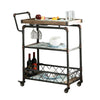 Benzara Keervan Industrial Wine Cabinet With Foldable Table, Antique Black