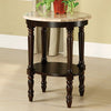 Benzara Wooden Side Table with Open Bottom Shelf and Marble Top, Brown and Beige