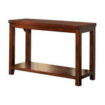 Benzara Transitional Rectangular Wooden Sofa Table with Bottom Shelf, Cherry Brown