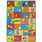 Benzara Abbey Contemporary Kids Area Rug Abc Animals with non Slipping Gel Back, Multicolor
