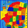 Benzara Abbey Contemporary Kids Area U.S.A Map Rug, Multicolor