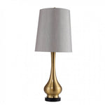 Benzara LIA Contemporary Table Lamp, Gold Base with White Shade