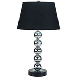 Benzara OPAL Contemporary Table Lamp, Silver and Black, Set of 2