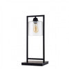 Benzara ZOE Contemporary Table Lamp Metal with Glass, Black