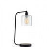 Benzara SAM Contemporary Table Lamp Metal with Glass, Black, includes Light Bulb