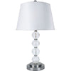 Benzara Oona Contemporary Table Lamp, Silver and Clear, Set of 2