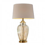 Benzara LEE Contemporary Golden Glass Table Lamp, Translucent