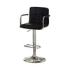 Benzara Leatherette Metal Frame Swivel Bar Chair , Black and Chrome