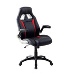 Benzara Leatherette Gaming Chair with Padded Armrests and Adjustable Height, Black