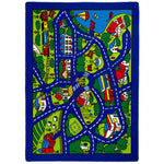 Benzara Abbey Contemporary Kids Area Rug Street Map Blue with non Slipping Gel Back