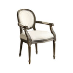 Benzara Conway Rustic Accent Chair with beige Linen Fabric, Reclaimed Grey Finish