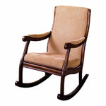 Benzara Fabric Upholstered Rocking Chair with Padded Armrests, Brown and Beige