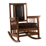 Benzara Wooden Accent Chair with Mission Style Armrest and Rocking Motion, Brown