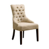 Benzara Fabric Button Tufted Accent Chair with Low Profile Arms, Set of 2, Beige