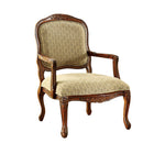 Benzara Fabric Wooden Frame Accent Chair with Hand Carved Cabriole Legs, Brown