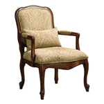Benzara Textured Fabric Accent Chair with Padded Armrests, Brown and Beige