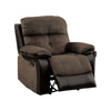 Benzara Fabric and Leatherette Upholstered Recliner Chair with Pillow Arms, Gray