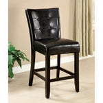 Benzara Leatherette Counter Height Chair with Button Tufted Back, Set of 2, Brown
