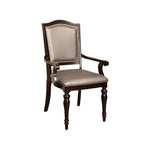 Benzara Harrington Transitional Arm Chair with PVC, cherry, Set of 2