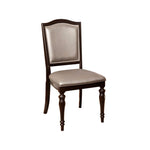 Benzara Harrington Transitional Side Chair with PVC, Brown Finish, Set of 2