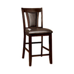Benzara Leatherette Counter Height Wooden Chair, Set of 2, Cherry Brown