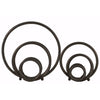 Metal Round Abstract Design Sculpture Set of 2 Black Benzara