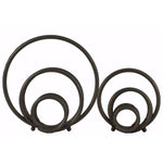 Metal Round Abstract Design Sculpture Set of 2 Black Benzara