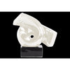 Creative Ribbon Abstract Sculpture on Rectangle Base White Benzara