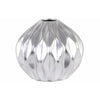 Round Low Vase with Round and Small Lip, Wave Design Silver Benzara