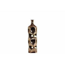 Round Bottle Vase Dimpled Medium Copper Benzara