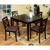 Benzara Wooden Dining Table with Fabric Cushion Chair, Set of 5, Brown