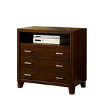 Benzara 3 Drawers Contemporary Style Media Chest, Cherry Brown