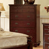 Benzara 5 Drawers Traditional Style Wooden Chest with Molded Trim Top, Cherry Brown
