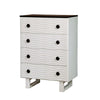 Benzara Wave Textured Wooden Chest in White and Dark Walnut Brown