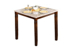 Benzara Square Marble Top Counter Height Table with Chamfered Feet, Beige and Brown