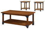 Benzara Bozeman 3 Pc. Table Set Country Style, Antique Oak Finish