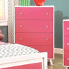 Benzara Contemporary Style Wooden Chest with Crystal knobs, White and Pink