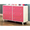 Benzara Youthful Adorable Wooden Dresser in Contemporary Style, Pink and White