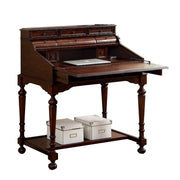 Benzara Desmont Transitional Style Secretary Desk with Multiple Drawers, Cherry