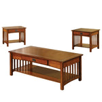 Benzara Seville Elegantly Designed 3 Piece Table Set, Antique Oak