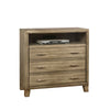 Benzara Wooden Media Chest with three drawers, Gray