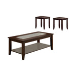 Benzara Townsend III Kivaha Coffee Table, Dark Cherry, Set of 3